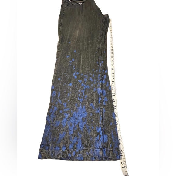 🌸  Diamond Stash mens black denim jeans with paint splatters size 38 - Picture 6 of 13